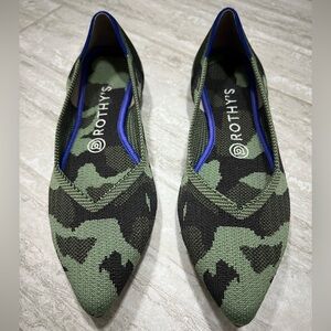 Rothy's Olive Camo Green and Black Camouflage Points Size 8